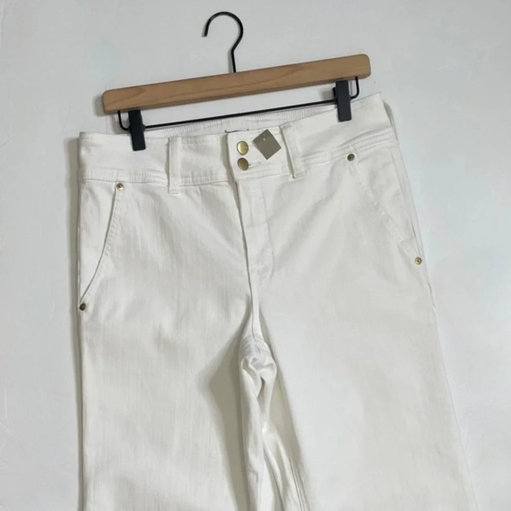 NWT!! J. CREW‎ Slim Wide Jeans Stacked Buttons Solid White Size 29 Petite 29P